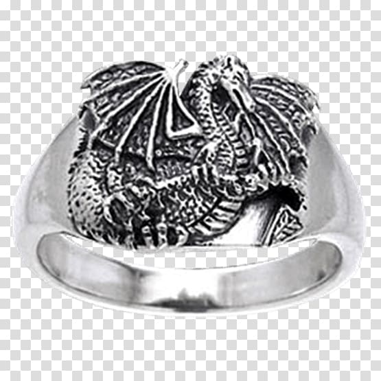 Ring Silver Body Jewellery Fantasy, silver Ring Dragon transparent background PNG clipart