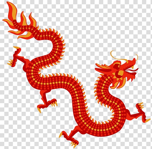 red Chinese dragon illustration, Yellow Red Dragon transparent background PNG clipart