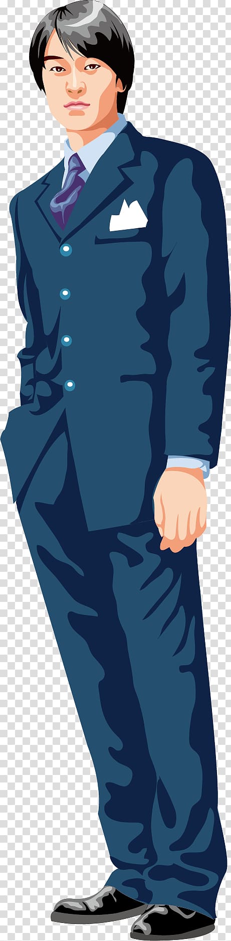men's blue suit, Suit Cartoon Man, Suit man transparent background PNG clipart