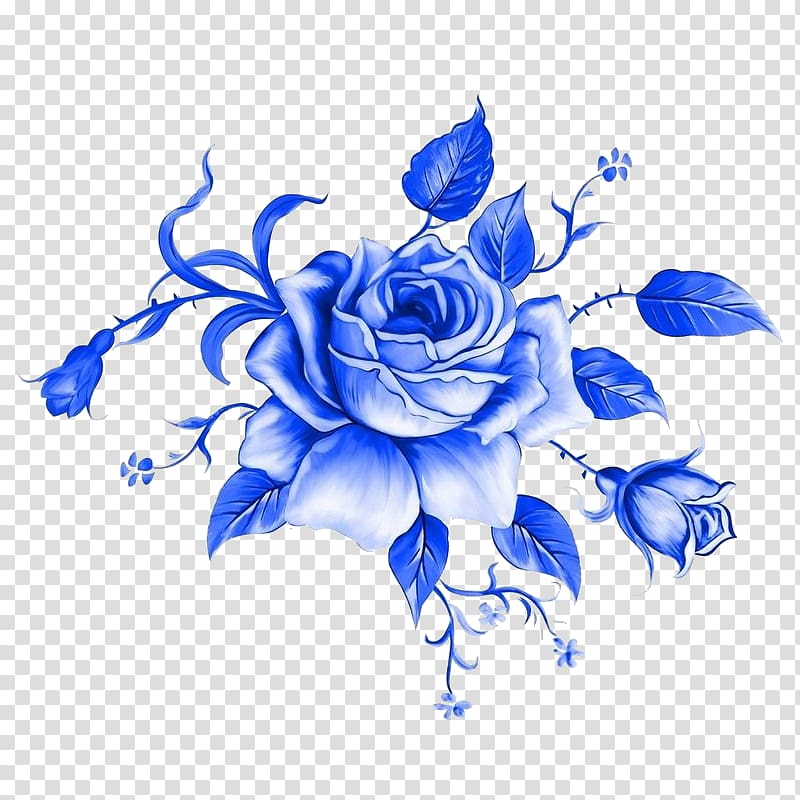 Blue rose Drawing Vintage clothing Flower, flower transparent background PNG clipart