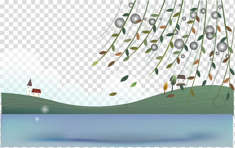 Adobe Illustrator Illustration, suburban lake scenery transparent background PNG clipart