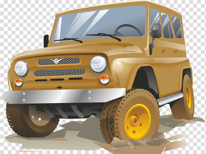 Car LADA 4x4 GAZ-M20 Pobeda UAZ, Hand drawn cartoon off-road jeep transparent background PNG clipart