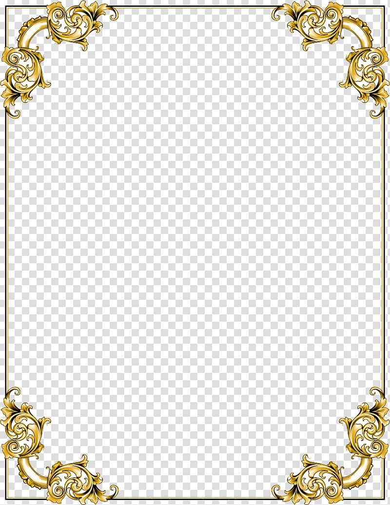 gold floral boarder illustration, frame , Gold Border Frame transparent background PNG clipart