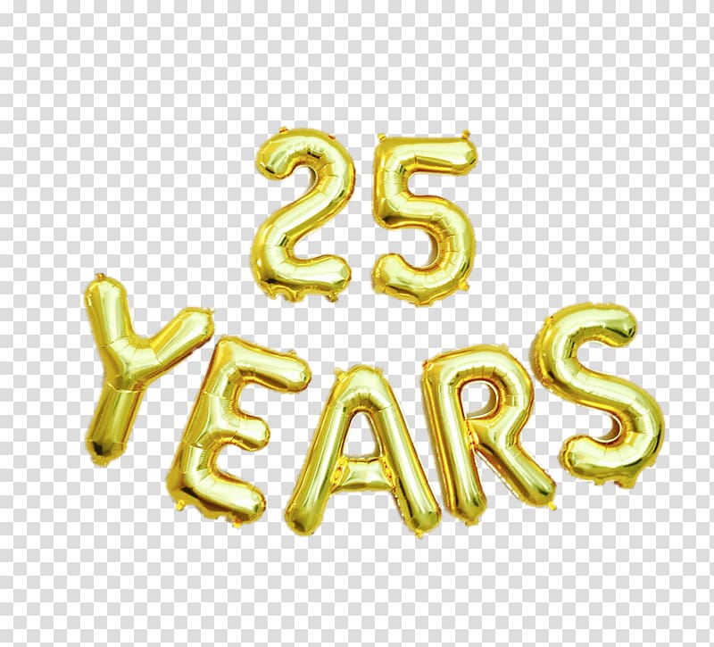 gold 25 years balloon illustration, 25 Years Letter Balloons transparent background PNG clipart