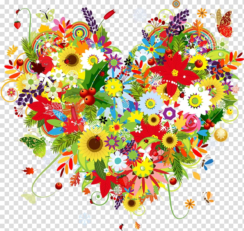 Flower Heart Drawing , colour explosion transparent background PNG clipart