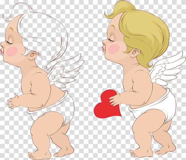 Angel Painting , White hair yellow wings Cupid love decoration transparent background PNG clipart