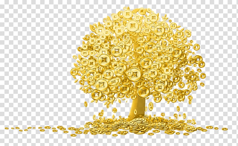tree of gold , Money Chinese zodiac Investor Gold , Gold coins transparent background PNG clipart