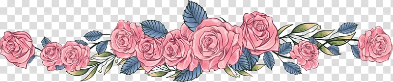 pink rose flowers art, Still Life: Pink Roses Computer file, Pink hand-painted roses dividing line transparent background PNG clipart