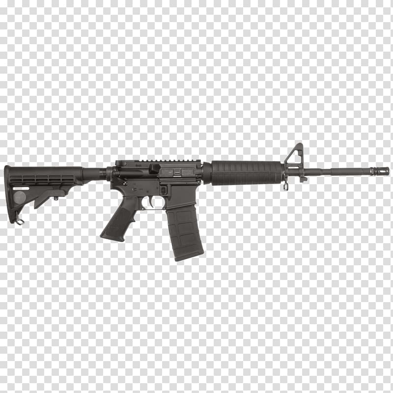 AR-15 style rifle 5.56×45mm NATO Semi-automatic rifle Colt AR-15, assault rifle transparent background PNG clipart