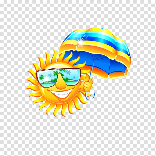 Summer , Cartoon sun umbrella element transparent background PNG clipart