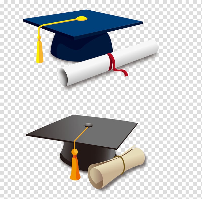 black and blue regalia hats illustration, Graduation ceremony Square academic cap Hat Icon, Dr. cap transparent background PNG clipart