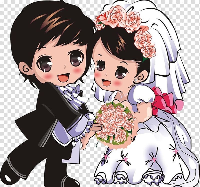 Bridegroom Q-version, Bride and groom transparent background PNG clipart