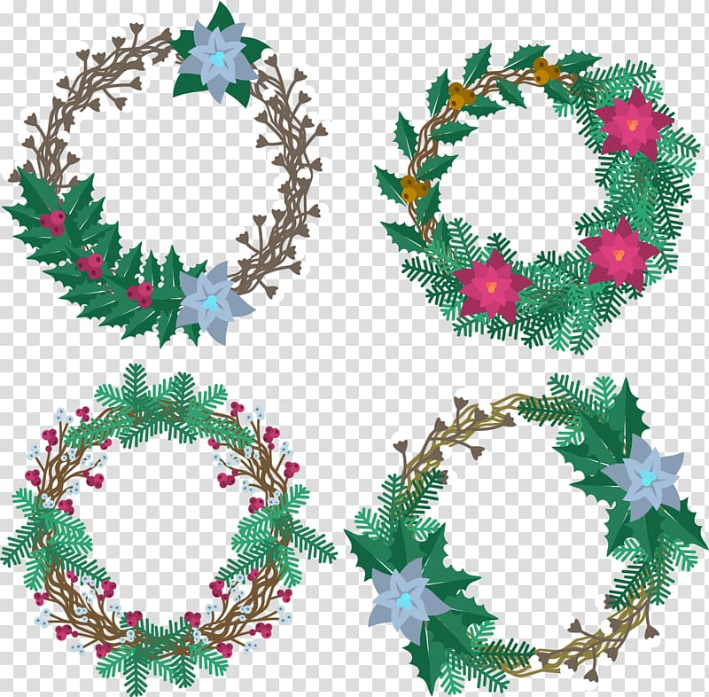 Christmas tree Wreath Garland, painted garlands transparent background PNG clipart