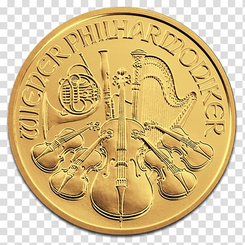 Vienna Philharmonic Bullion coin Gold coin Austrian Mint, coin transparent background PNG clipart