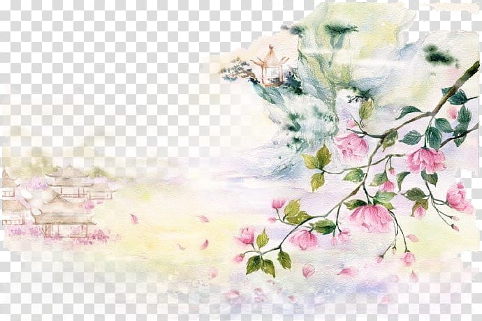 chinese antiquity beautiful watercolor illustration transparent background PNG clipart