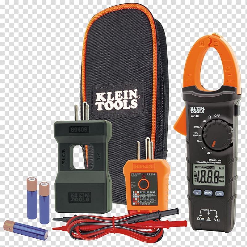 CL110KIT Klein Tools Electrical Maintenance And Test Kit Electrical Maintenance and Test Kit Klein Tools CL110KIT Klein Electrician\'s Tool Set, Electric Meter Reading Test transparent background PNG clipart