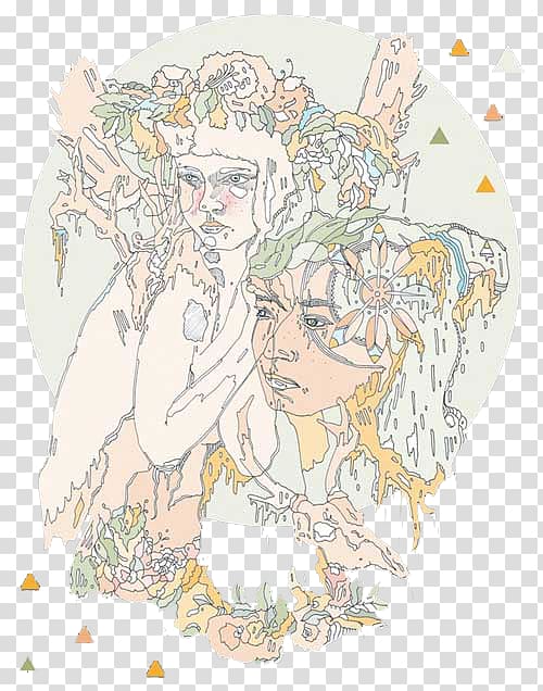 Visual arts Illustrator Illustration, Fresh hand-painted couple illustrations transparent background PNG clipart
