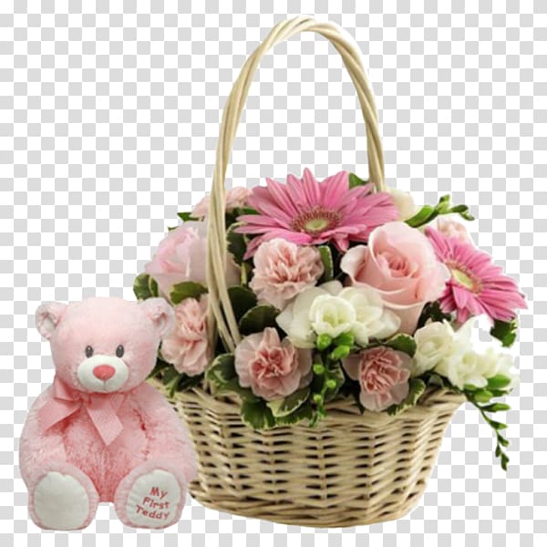FTD Companies Floristry Flowers for the home Basket, Teddy girl transparent background PNG clipart