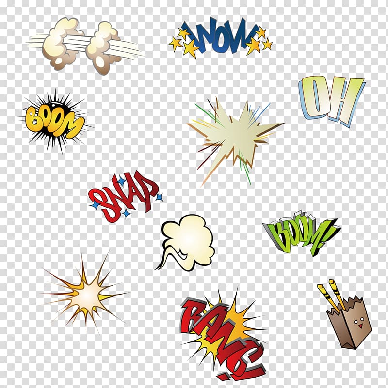 assorted letter decor lot, Comics Comic book Cartoon Speech balloon, All kinds of explosions transparent background PNG clipart