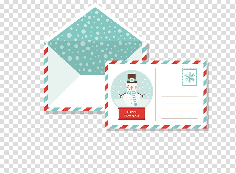 Paper Postcard Envelope Christmas, Creative snowman postcards and envelopes material transparent background PNG clipart