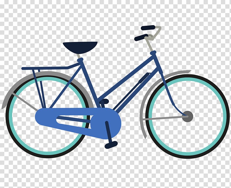 City bicycle Roadster Cycling Mountain bike, cartoon blue bike transparent background PNG clipart