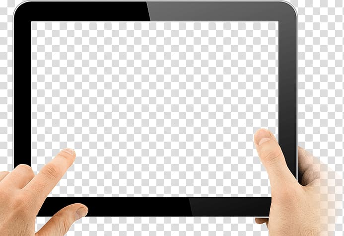 person holding black tablet, Two Hands Holding Empty Tablet transparent background PNG clipart