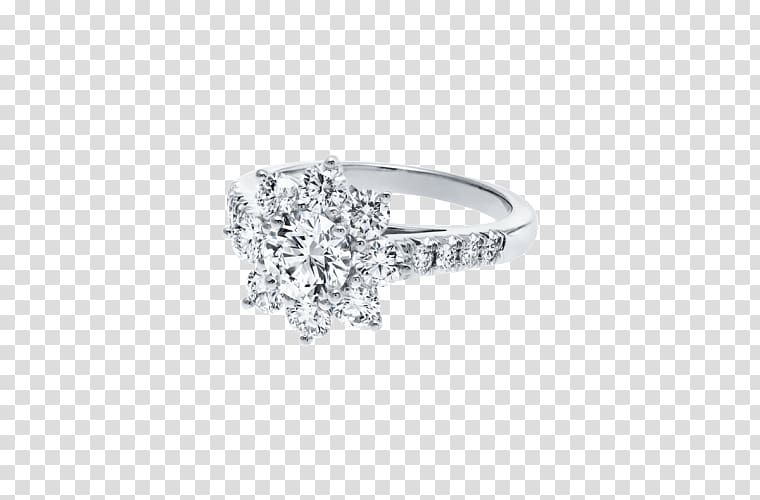 Engagement ring Diamond Harry Winston, Inc. Jewellery, platinum safflower three dimensional transparent background PNG clipart