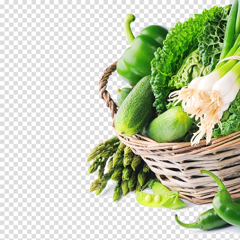 vegetables inside basket, Organic food Leaf vegetable , Fresh green vegetables transparent background PNG clipart