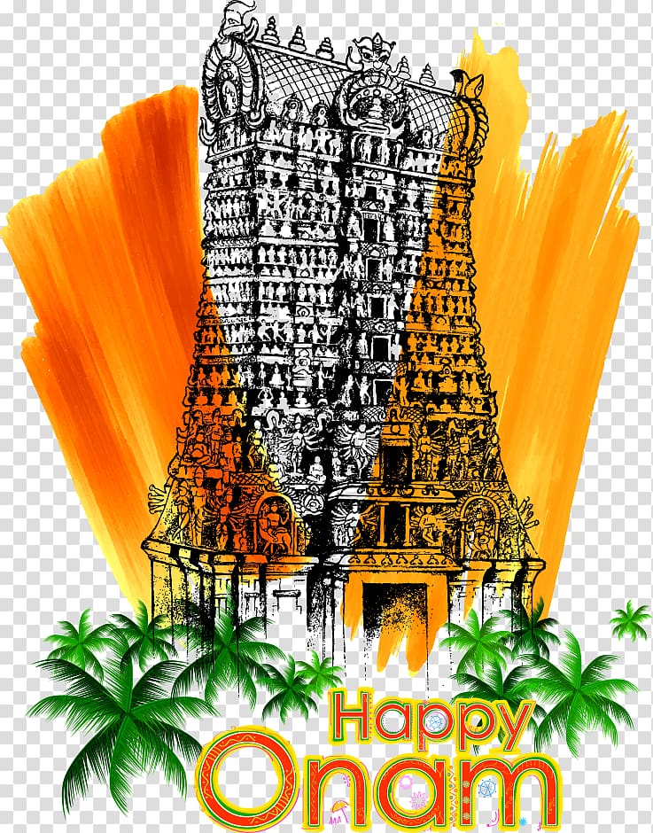 Happy Onam illustration, Kerala Onam Illustration, India Onam festival transparent background PNG clipart