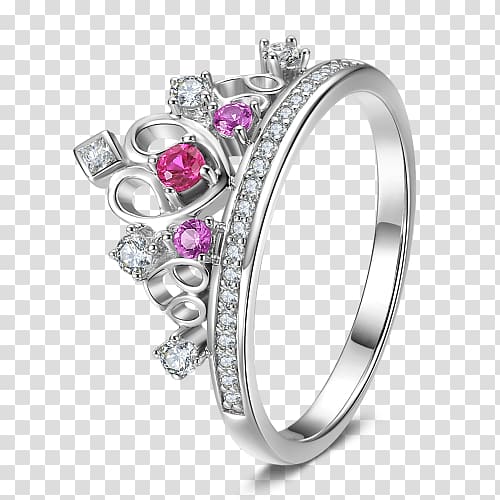Ruby Silver Wedding ring Product design, couple rings transparent background PNG clipart