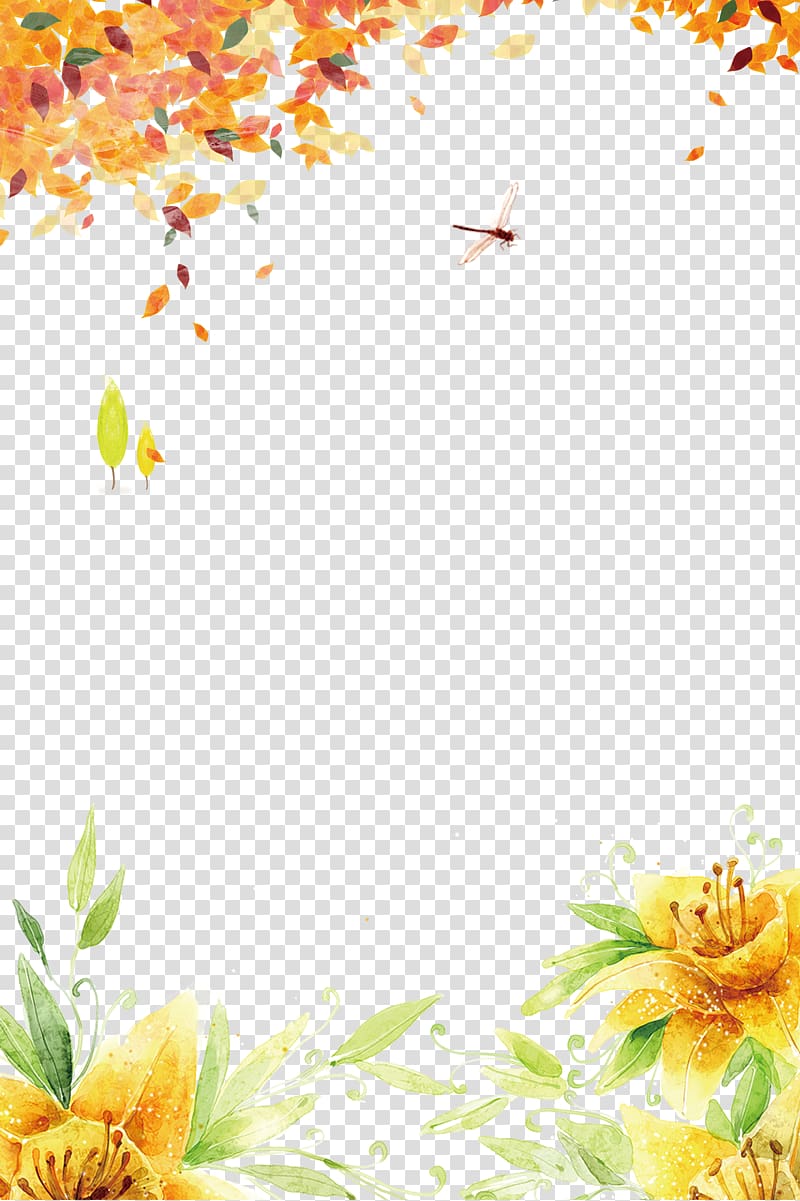 Floral design Yellow Pattern, Fall Border transparent background PNG clipart