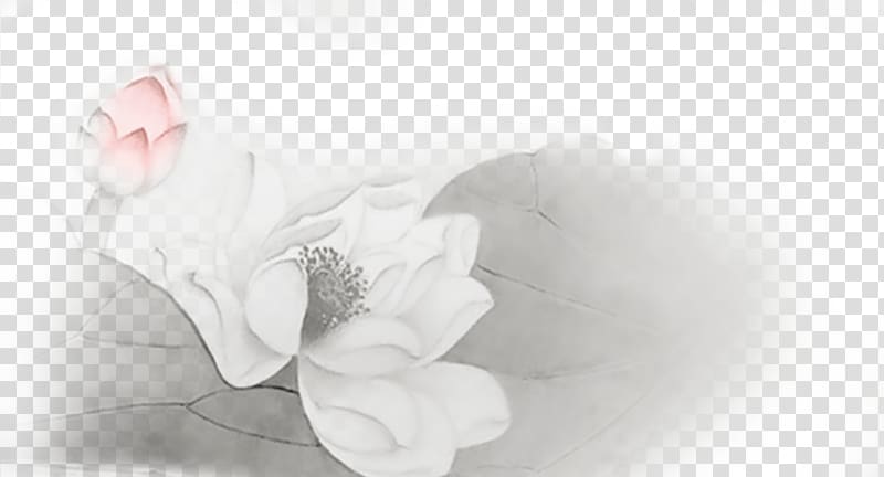 Ink wash painting Chinoiserie, Classical Lotus Creative Ink transparent background PNG clipart