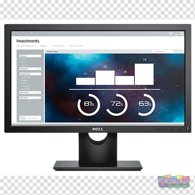 Dell Computer Monitors Liquid-crystal display LED-backlit LCD 16:9, monitors transparent background PNG clipart