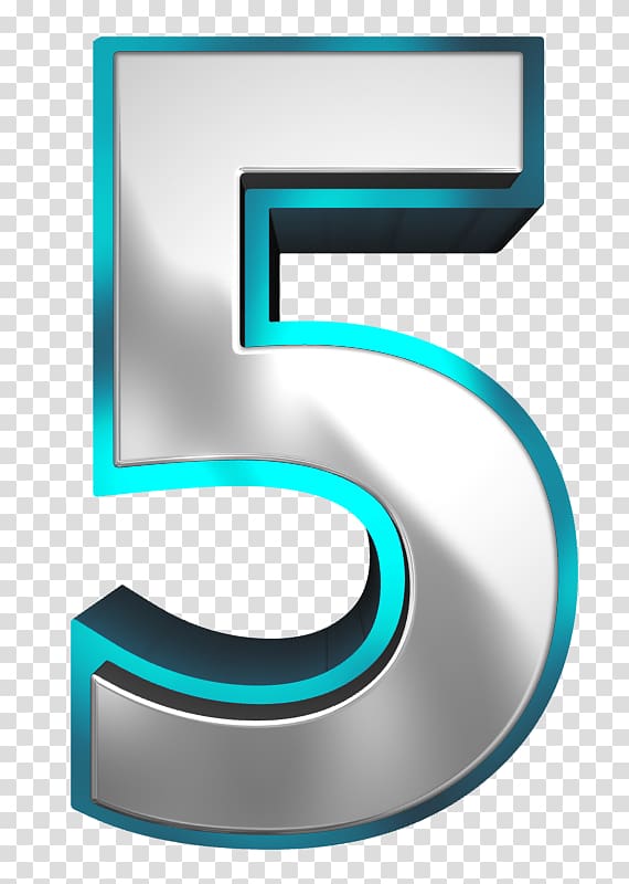5 number illustration, Number Metal , Metallic and Blue Number Five transparent background PNG clipart