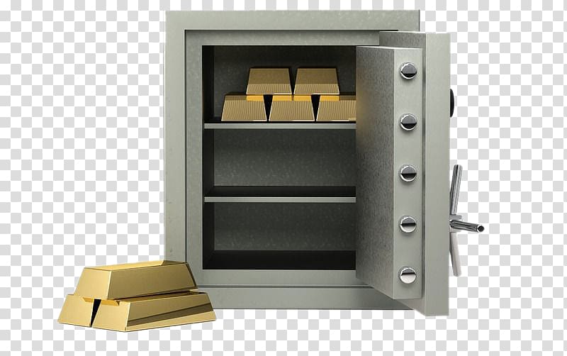 Safe deposit box Bank vault Money, Mounted gold safe transparent background PNG clipart