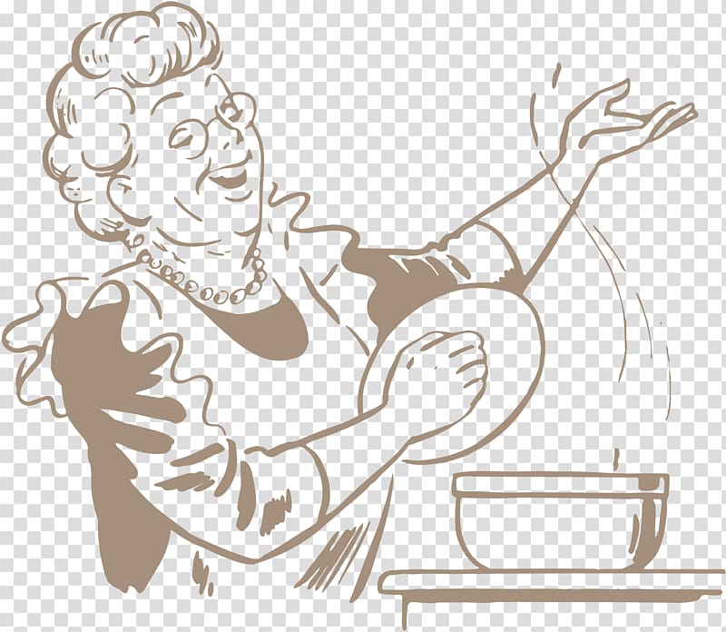 woman holding lid of bowl illustration, Cooking , grandmother transparent background PNG clipart