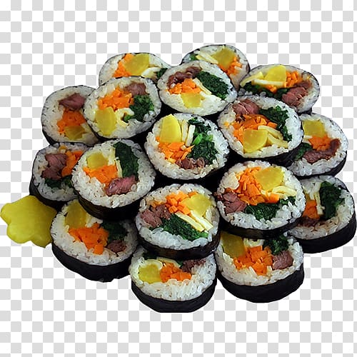 Gimbap Korean cuisine Sushi Bulgogi Rice noodle roll, sushi roll transparent background PNG clipart