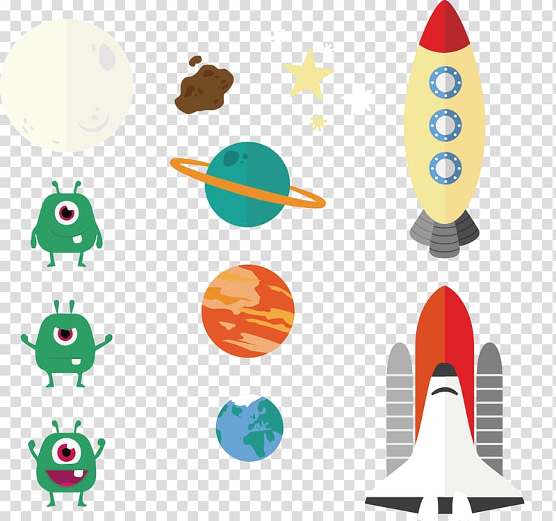 Rocket Cartoon, hand-drawn cartoon little monster planet rocket transparent background PNG clipart