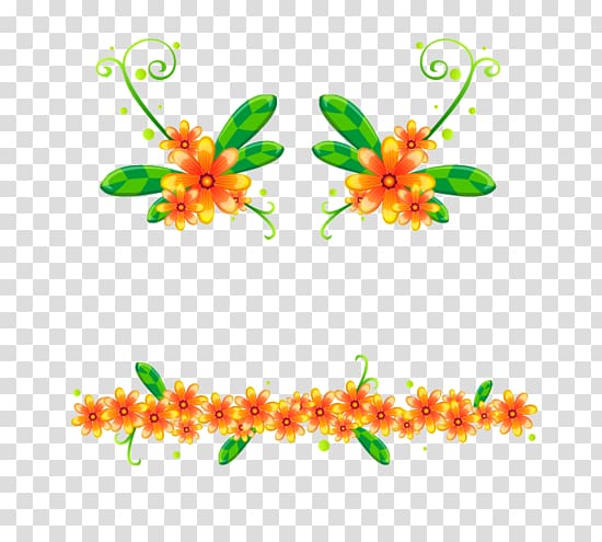 Orange Flower, Orange flower dividing line transparent background PNG clipart