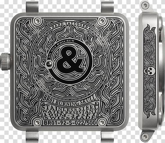 Watch Bell & Ross, Inc. Clock Skull Replica, burning watch transparent background PNG clipart