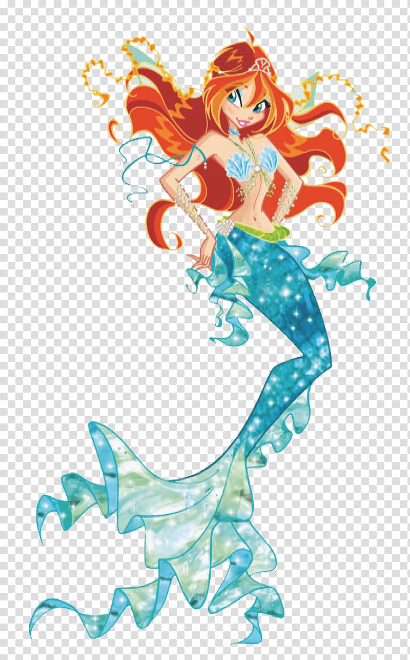 Bloom Flora Aisha Tecna Roxy, Mermaid transparent background PNG clipart