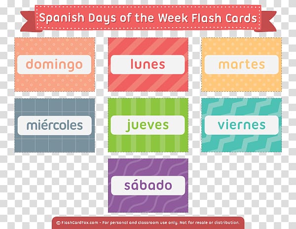 Flashcard Calendar Names of the days of the week Learning English Language, days of week transparent background PNG clipart