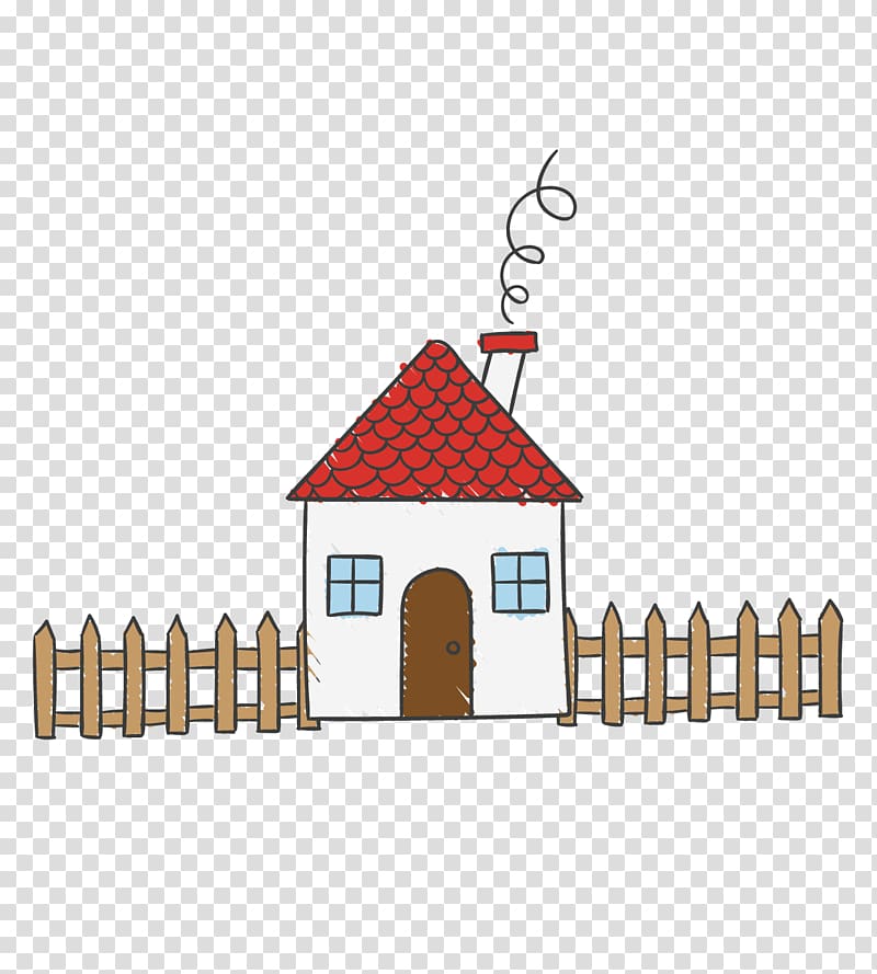 Fence House Computer file, cartoon house and fence transparent background PNG clipart