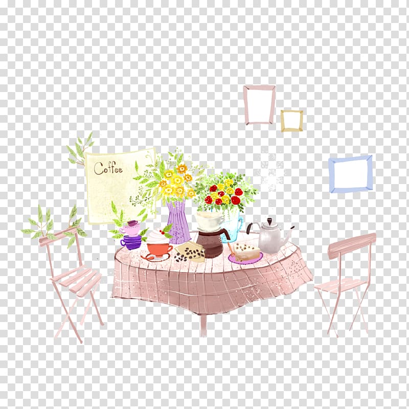 Poster Drawing Illustration, Pink tea table transparent background PNG clipart