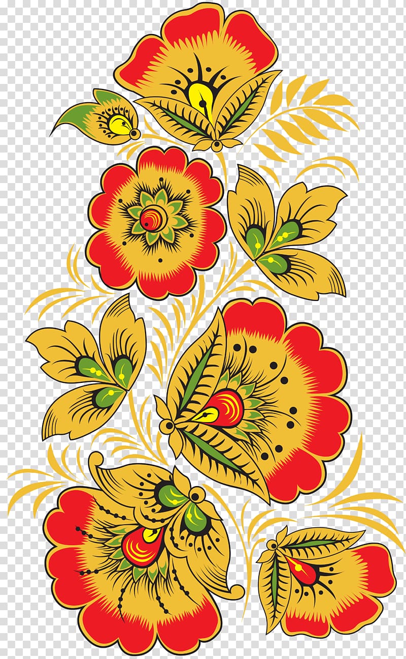 Floral design Khokhloma Ornament Art , design transparent background PNG clipart