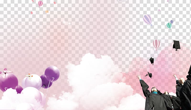 Graduation ceremony Youth Day (in China) Poster University, Graduation creative background, purple and white balloon transparent background PNG clipart