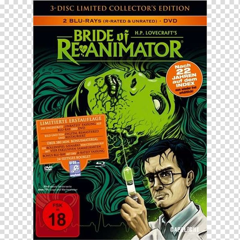 Blu-ray disc Re-Animator Splatter film DVD, Reanimator transparent background PNG clipart