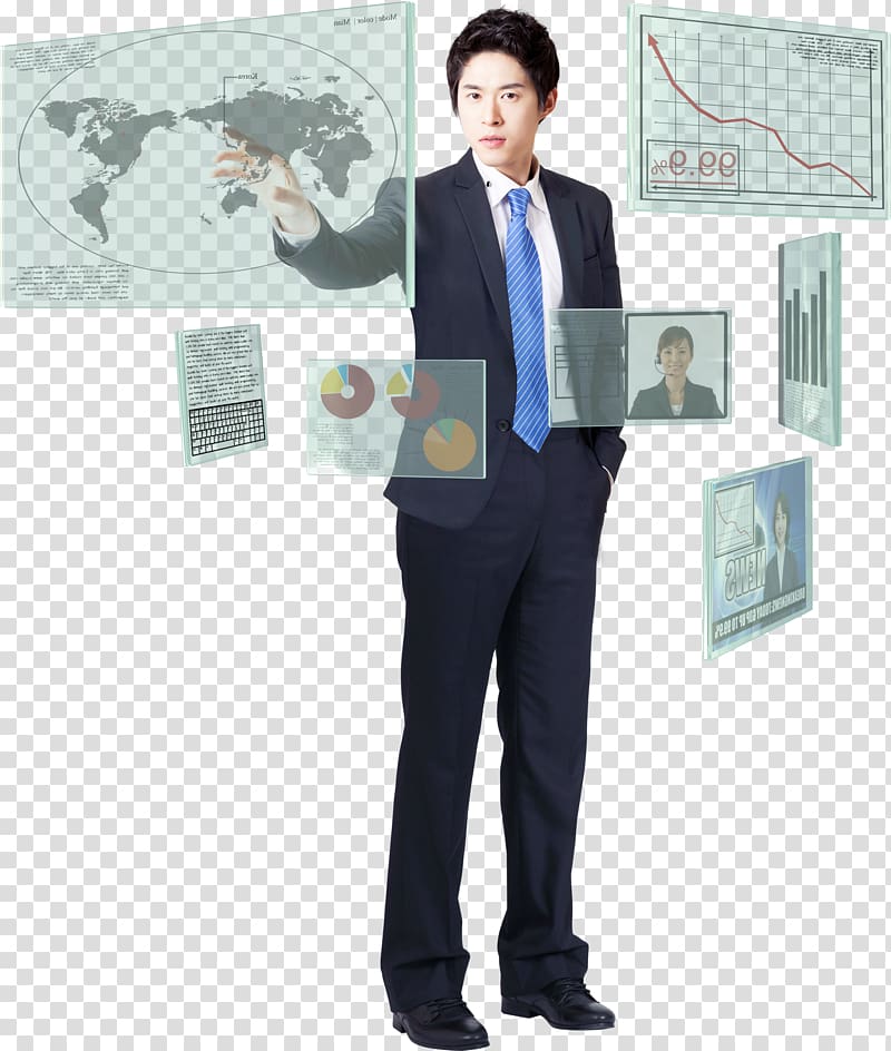 Antreprenor, Business Man and chart transparent background PNG clipart