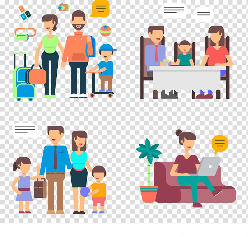 Illustration, 4 Creative Family illustrator material transparent background PNG clipart