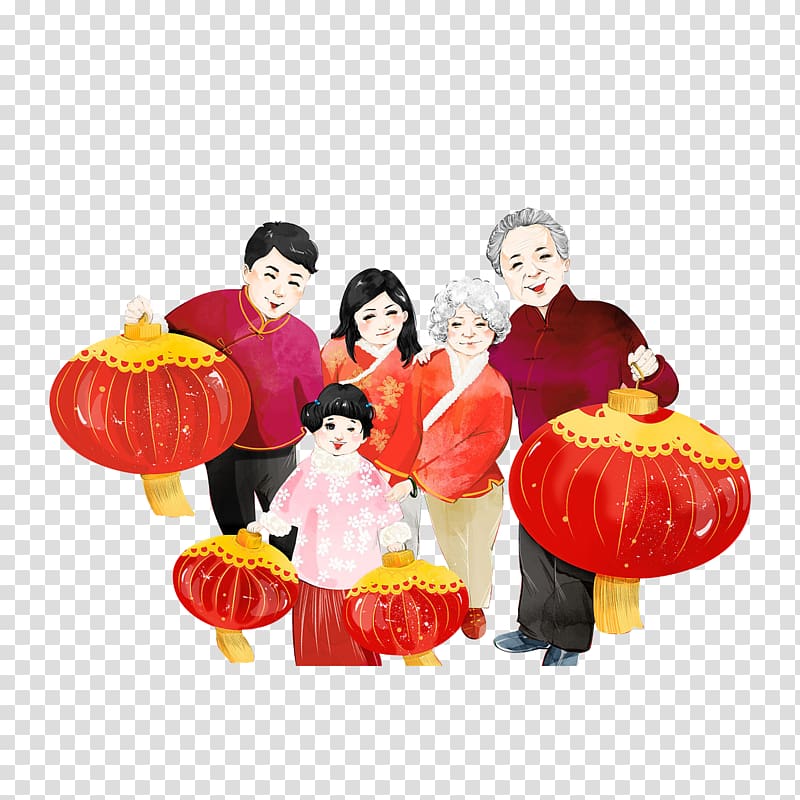 Chinese New Year Poster New Years Day Reunion dinner Oudejaarsdag van de maankalender, Family fun transparent background PNG clipart